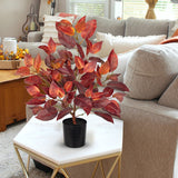 Artificial Fall Small Elm Tree with Realistic Red Orange Leaves