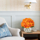 Artificial Peonies Silk Flowers Bouquet with Faux Water Vase - Orange