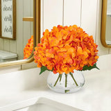Artificial Peonies Silk Flowers Bouquet with Faux Water Vase - Orange