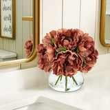 Artificial Peonies Silk Flowers Bouquet with Faux Water Vase -Coffee