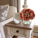 Artificial Peonies Silk Flowers Bouquet with Faux Water Vase -Coffee
