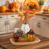 Halloween Glass Pumpkin Fall Decor Set for Thanksgiving