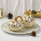 Champagne Gold Resin Pumpkins Figurines for Fall Decor