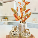 Champagne Gold Resin Pumpkins Figurines for Fall Decor