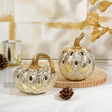 Champagne Gold Resin Pumpkins Figurines for Fall Decor