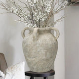 Handmade Terracotta Vintage Ceramic Vase( Light-Green With Handles)