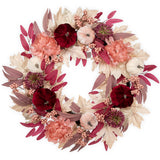 Pink Fall Artificial Pumpkins Wreaths with Velvet Pumpkins Eucalyptus for Home Decor