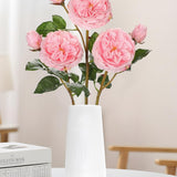 Artificial Roses (Set of 3) – 23.6" Long Stem Pink Garden Roses – Lifelike Faux Silk Flowers for Wedding
