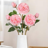 Artificial Roses (Set of 3) – 23.6" Long Stem Pink Garden Roses – Lifelike Faux Silk Flowers for Wedding