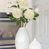 Artificial Roses (Set of 3) – 23.6" Long Stem White Garden Roses Faux Silk Flowers