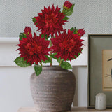 Red Artificial Silk Dahlia Flowers with 6.1" Blooms for Home Decor