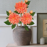Orange Artificial Silk Dahlia Flowers with 6.1" Blooms for Home Decor