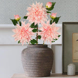 Pink Artificial Silk Dahlia Flowers with 6.1" Blooms for Home Decor