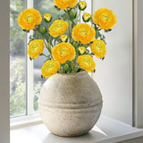 Yellow Ranunculus Artificial Flowers Bouquets Set of 5 25.9'' Long Stems