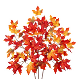 32" Red Artificial Fall Maple Leaf Stems Branches - 3pcs