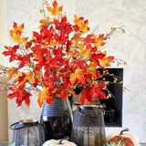 32" Red Artificial Fall Maple Leaf Stems Branches - 3pcs