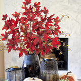 32" Burgundy Artificial Fall Maple Leaf Stems Branches - 3pcs
