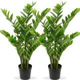 Artificial Zamioculcas Plants Tree Fake Silk Potted - 3ft, 2 Pack