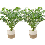 Artificial Palm Silk Tree Plant Tropical Bonsai Plants - 2ft, 2 Pack