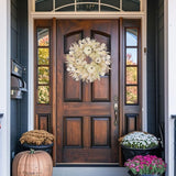 White Fall Artificial Pumpkins Wreaths with Velvet Pumpkins Eucalyptus for Home Decor