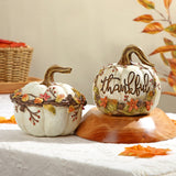 Halloween Fall Resin Carved White Pumpkin Decor