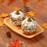 Halloween Fall Resin Carved White Pumpkin Decor