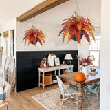 Artificial Fall Boston Fern Hanging Plant with Brown Baskets
