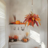 Artificial Fall Boston Fern Hanging Plant with Black Baskets