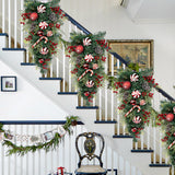 Christmas Teardrop Winter Swag Garland with Red  Pine Cones Decoration