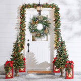 Christmas Norfolk Pine Wreaths for Front Door with Silver Ball-24“