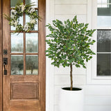 4ft Artificial Ficus Silk Tree Fake Plant Potted for Home Decor (Green)