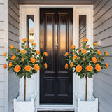 4ft Artificial Camellia Tree Fake Blooming Tree Potted with Orange Flowers - 2 Pack