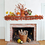 Artificial Eucalyptus Leaves Garland Fall Decor - Red