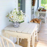 White Artificial Hydrangea Flowers Potted Ceramic Vase Mixed Daisy Eucalyptus Leaf