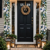 Sliver & Blue Christmas Garland Ornaments with Bows & Balls Decor