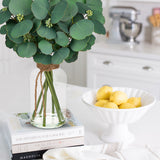 15.4" Artificial Eucalyptus with Faux Water in Glass Vase