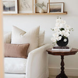 White Artificial Orchid Flowers Arrangement Potted with Black Pot - 15.7"
