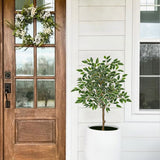 3ft Artificial Ficus Silk Tree Fake Plant Potted for Home Decor (White)