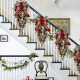 Artificial Winter Christmas Teardrop Swag Garland with Ribbons