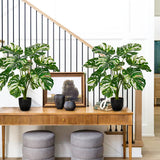 2ft Artificial Monstera Plant Faux Monstera Deliciosa Plant in Black Pot - 2pcs