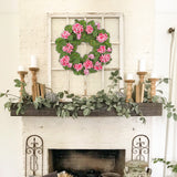 Pink Artificial Geraniums Wreath with Lush Greenery - 20"