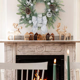 White Norfolk Pine Christmas Wreath with Bows & Ball -24"
