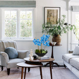 Artificial Orchid Fake Silk Flowers Pot  for Home Decor - Blue