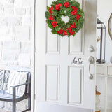 Artificial Geranium Wreath with Red Flowers and Green Leaves