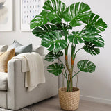 4ft Artificial Monstera Plant Fake Palm Tropical Plant Potted - 26 Leaves