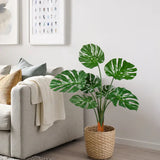 3ft Artificial Monstera Plant Fake Palm Tropical Plant Potted - 26 Leaves, 2pcs