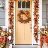 Artificial Fall Leaves Lights Garland Decor with Pumpkins Berries
