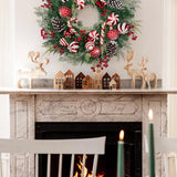 Artificial Norfolk Pine Christmas Wreath with Red Bows & Ball -24"