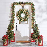 Christmas Norfolk Pine Wreaths for Front Door with Gold Ball-24“