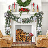Silver Christmas Garland Ornaments with Bows & Balls Decor
